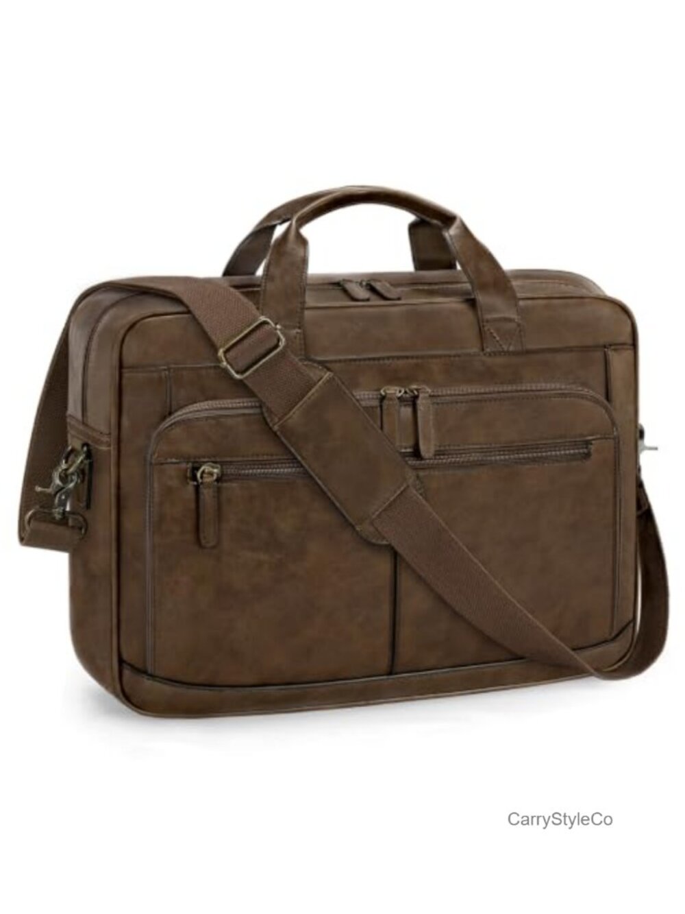 16 Inch Laptop Messenger Bag Waterproof PU Leather Briefcase Large Capacity